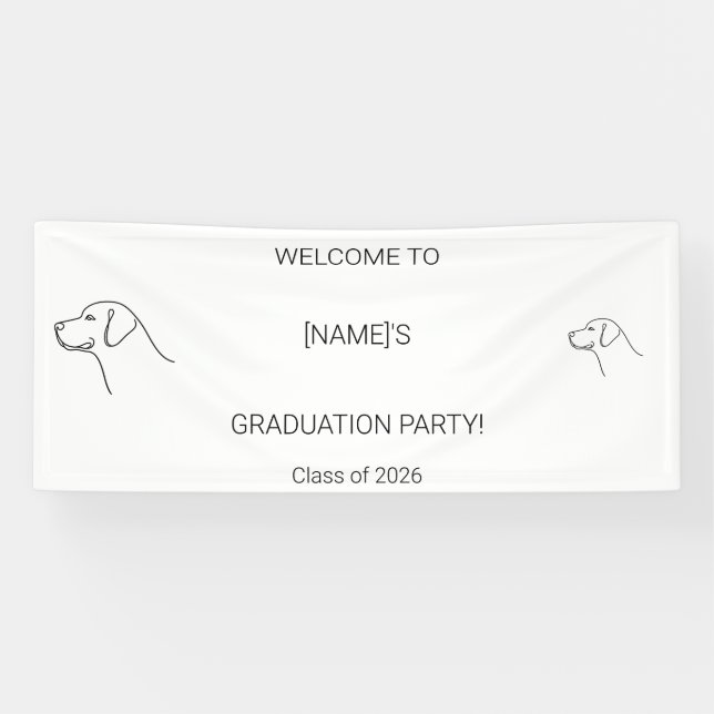 Banderoles Custom Dog Graduate Welcome Banner | Photo & Breed (Horizontal)