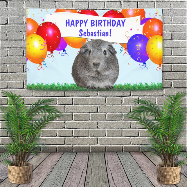 Banderoles Custom Happy Birthday Balloons Gray Guinea Pig (Créateur téléchargé)