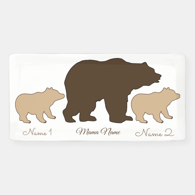 Banderoles Custom Mama Bear With 2 Kid Names Mothers Day Gift (Horizontal)