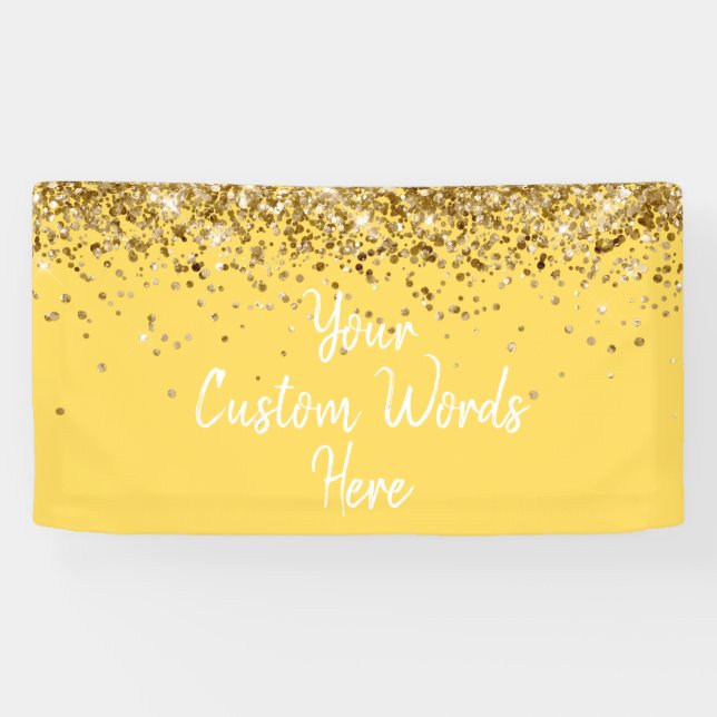 Banderoles Custom Mustard Yellow & Gold Birthday Party Photo (Horizontal)