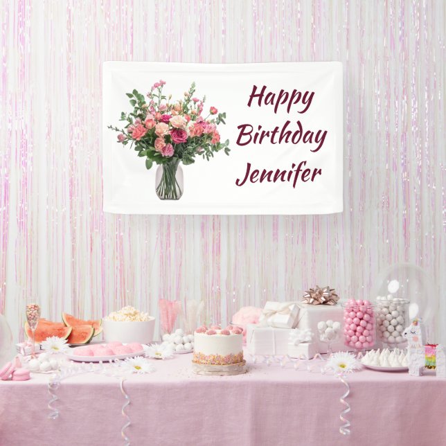 Banderoles Custom Name Flower Floral Bouquet (Fête)