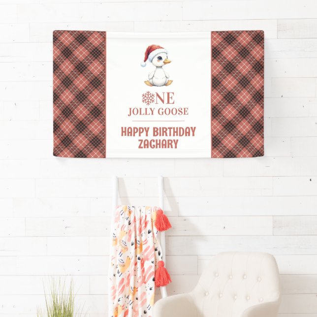 Banderoles Custom One Jolly Goose December First Birthday (En situation)