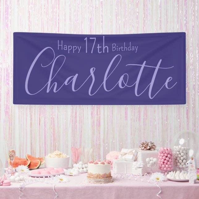 Banderoles Custom Purple Modern Chic Joyeux 17e anniversaire (Fête)