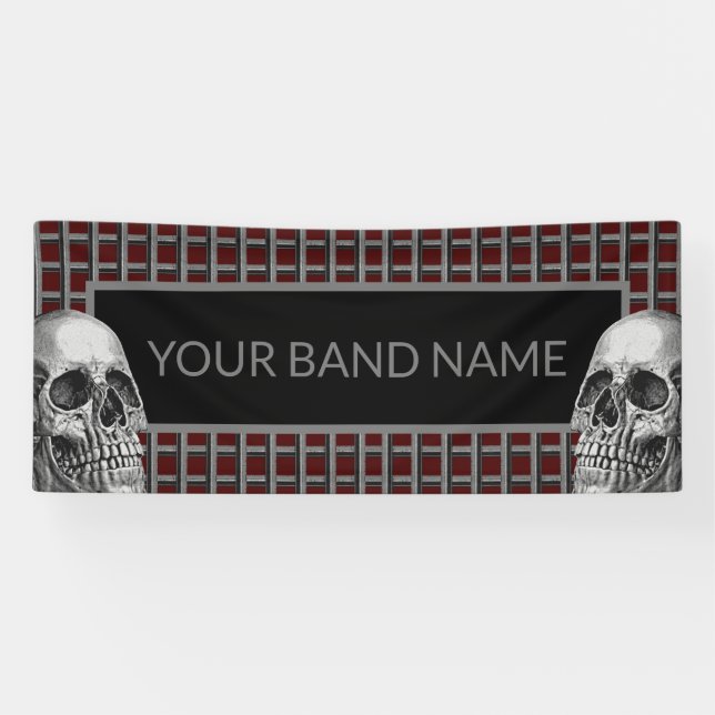 Banderoles Custom Rock Band Skull Heavy Metal Music Festival (Horizontal)
