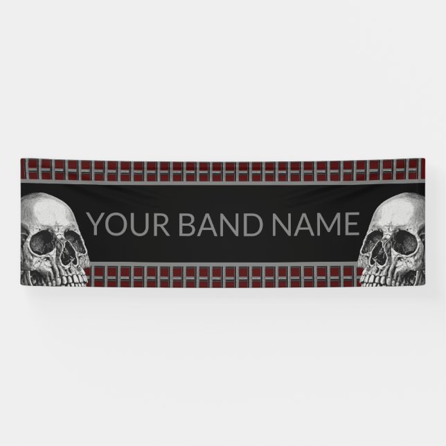 Banderoles Custom Rock Band Skull Heavy Metal Music Festival (Horizontal)