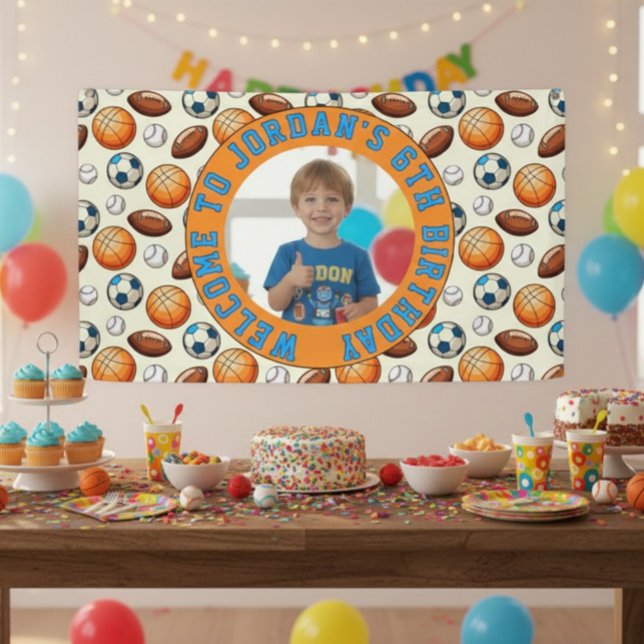 Banderoles Custom Sports Theme Birthday Photo Banner (Créateur téléchargé)