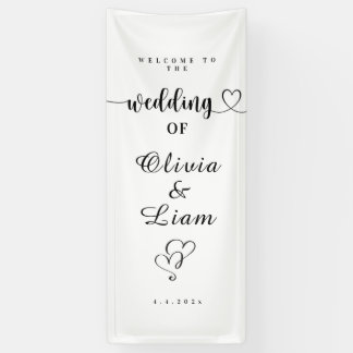 Banderoles Custom Wedding Fabric Sign, Linen Wedding Welcome