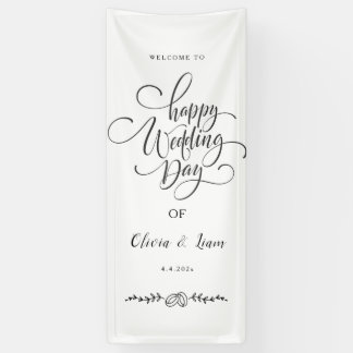 Banderoles Custom Wedding Fabric Sign, Linen Wedding Welcome