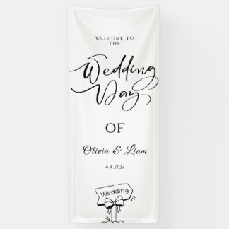 Banderoles Custom Wedding Fabric Sign, Linen Wedding Welcome
