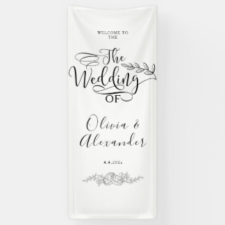 Banderoles Custom Wedding Fabric Sign, Linen Wedding Welcome