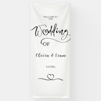Banderoles Custom Wedding Fabric Sign, Linen Wedding Welcome