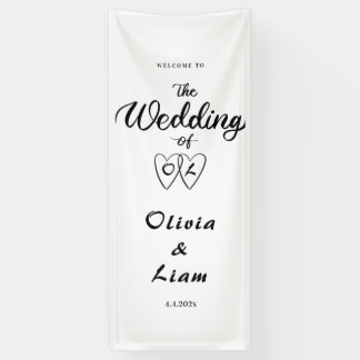Banderoles Custom Wedding Fabric Sign, Linen Wedding Welcome