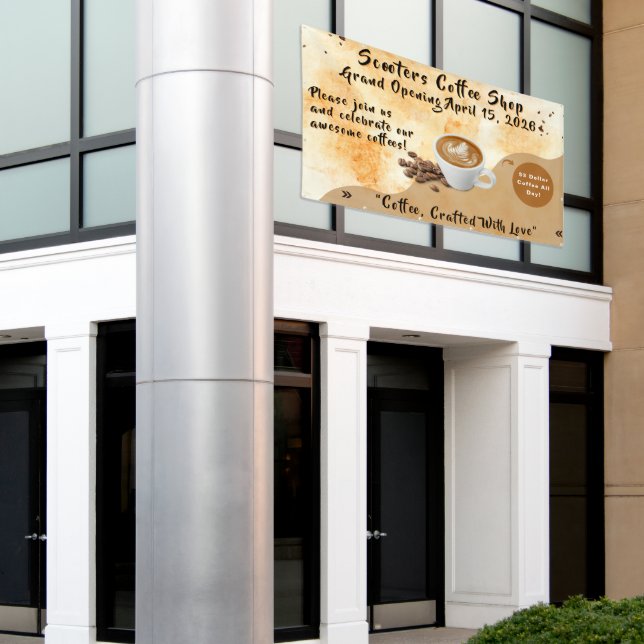Banderoles Customize Coffee Shop Grand Opening Special Day  (Bâtiment extérieur)