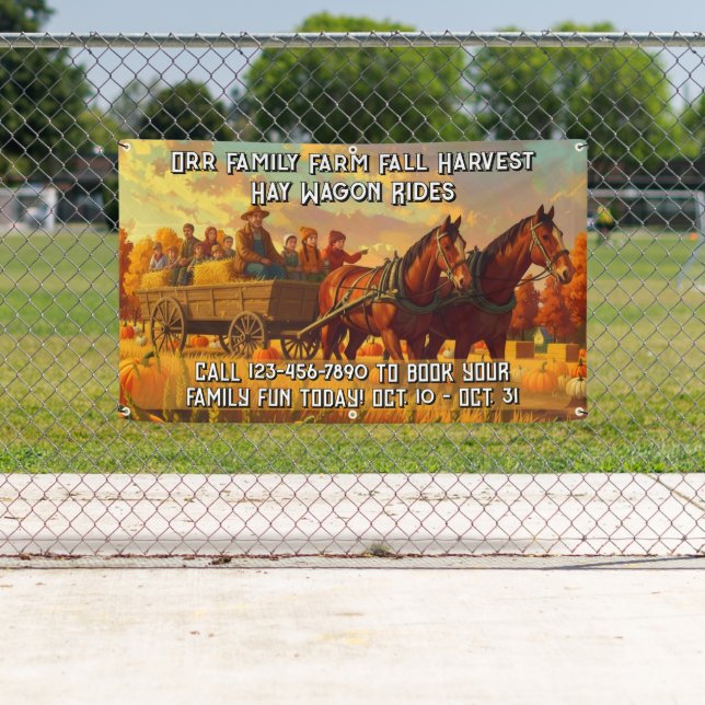 Banderoles Customize Farm Fall Harvest Horse Drawn Wagon Ride (En situation)