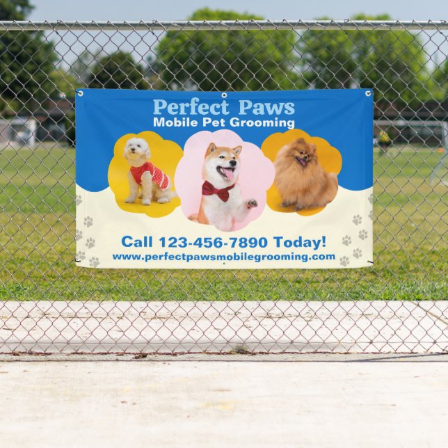 Banderoles Customize Mobile Pet Grooming Promotional Fence (En situation)