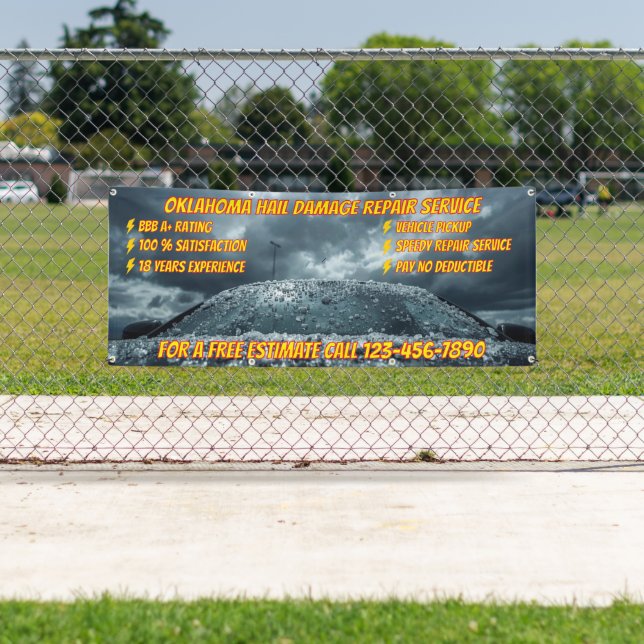Banderoles Customize Vehicle Hail Damage Repair Business (En situation)
