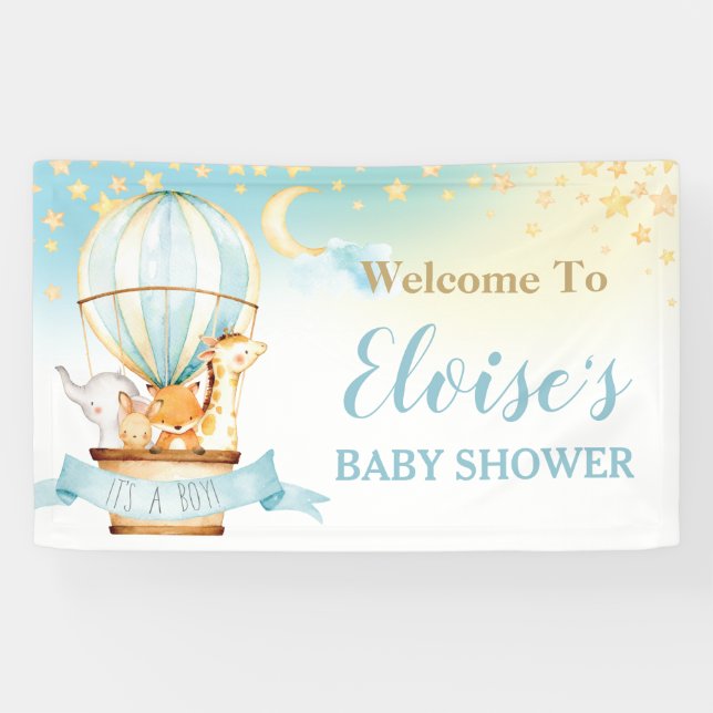 Banderoles Cute Animaux Hot Air Balloon Baby shower Bienvenue (Horizontal)