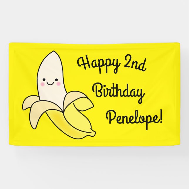 Banderoles Cute Anniversaire de enfant banane Kawaii (Horizontal)
