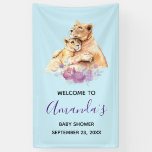 Banderoles Cute Aquarelle Mère Lion & Baby shower Cub