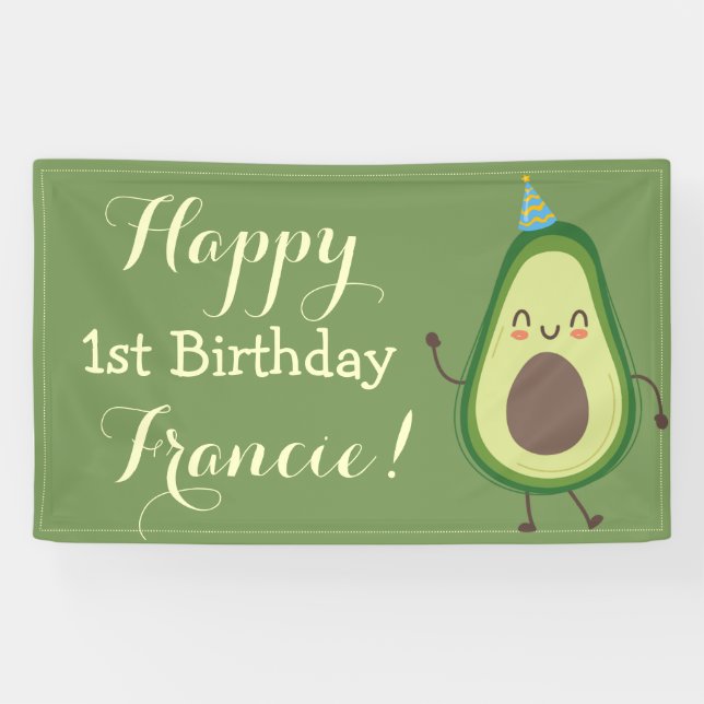 Banderoles Cute Avocado Personnalisez la toile de fond du 1er (Horizontal)