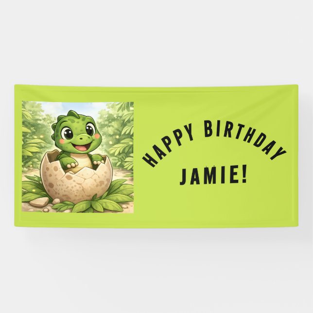 Banderoles Cute Baby Hatchling Dinosaur Birthday (Horizontal)
