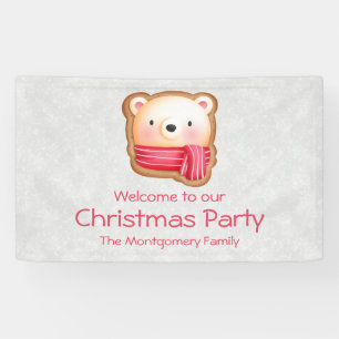 Banderoles Cute Bear Face Red Scarf et Rosy Cheeks Christmas