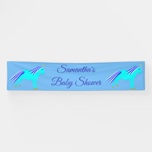 Banderoles Cute Blue Baby Boy Unicorn Custom Baby shower Bann