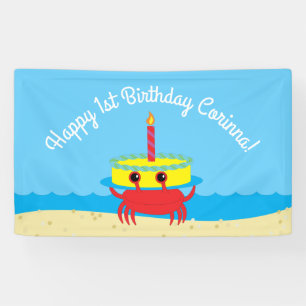 Banderoles Cute Crab Beach 1er anniversaire
