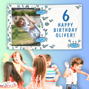 Banderoles Cute Crab Sea Animaux Shell Boy Photo Anniversaire