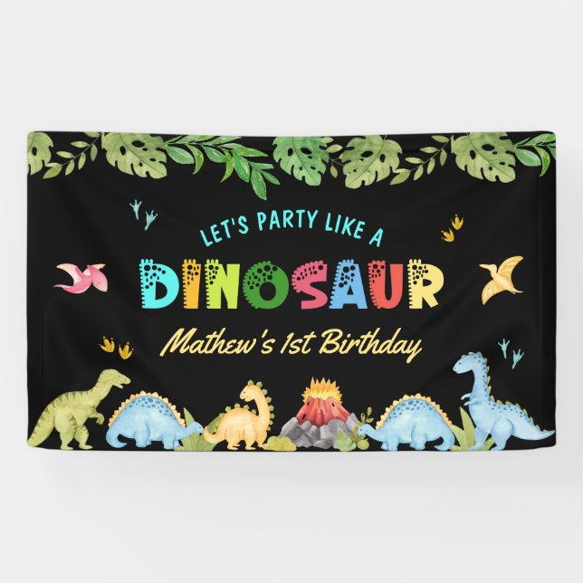 Banderoles Cute Dinosaur Boy First Birthday Party (Horizontal)
