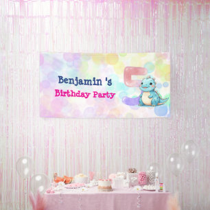 Banderoles Cute Dinosaur ruer garçon 5e anniversaire fête