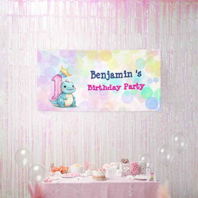 Banderoles Cute Dinosaur rugir garçon premier anniversaire (Fête)