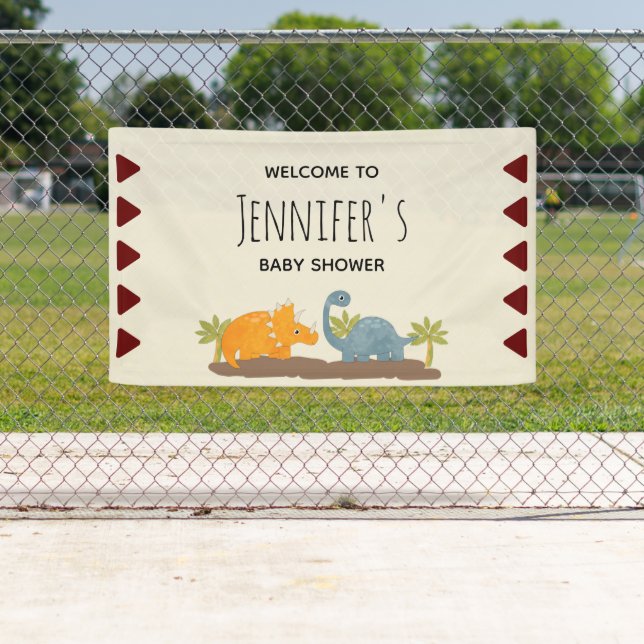 Banderoles Cute Dinosaures Baby shower faunique préhistorique (En situation)