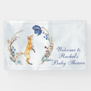 Banderoles Cute Fox bois aquarelle Baby shower Floral