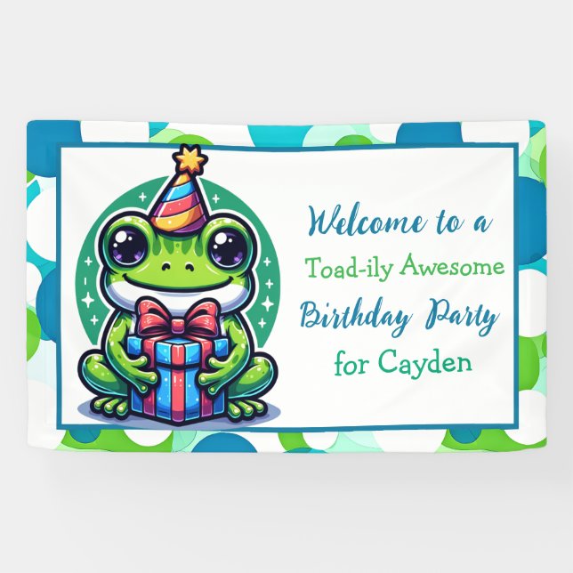 Banderoles Cute Frog Theme Boy's Birthday Party (Horizontal)