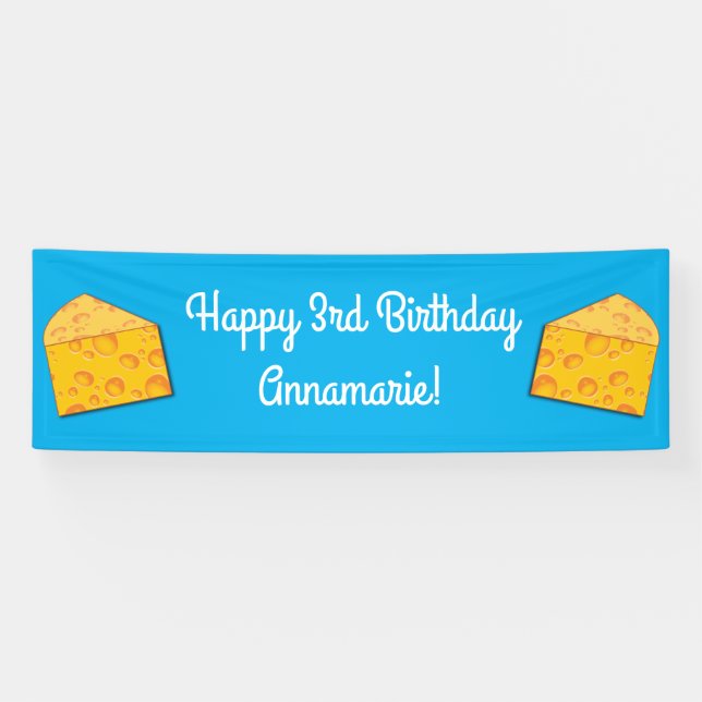 Banderoles Cute Fromage Wedge Enfants 1er anniversaire fête (Horizontal)