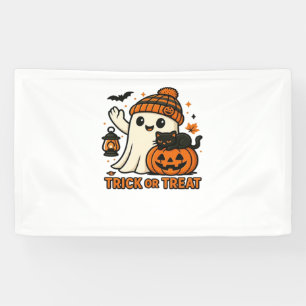 Banderoles Cute Ghost Chat Éffrayant Halloween Kitten Magique