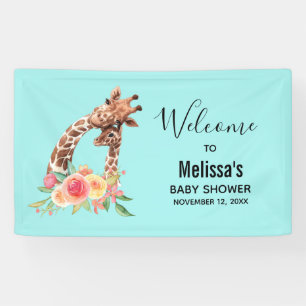 Banderoles Cute Giraffe Aquarelle Maman & Babe Baby shower