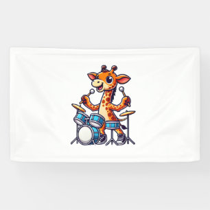 Banderoles Cute Giraffe Jouer Drums Giraffes Drummer Musique