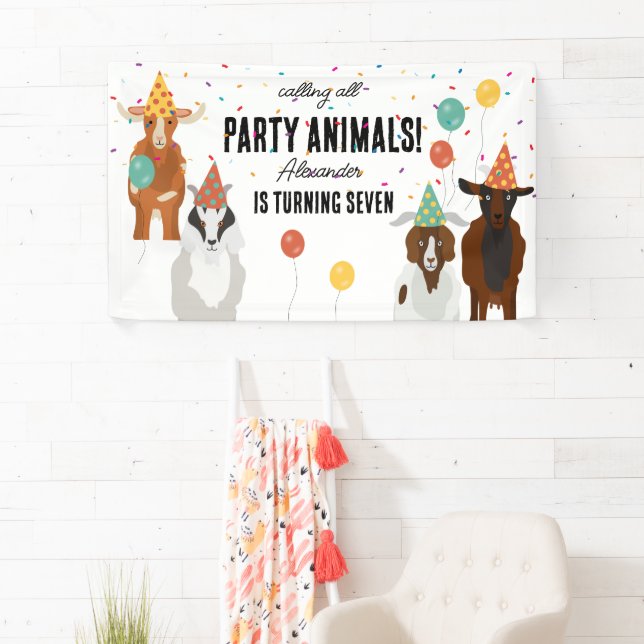Banderoles Cute Goats Farm Party Animals Goat Birthday Theme (En situation)