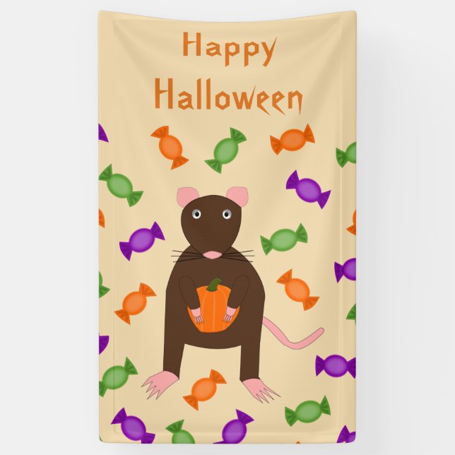 Banderoles Cute Halloween Rat et Citrouille Custom (Vertical)