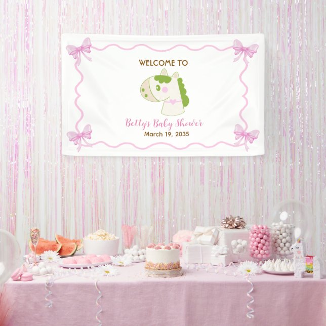 Banderoles Cute Horse Pink Custom Girl Baby Shower Welcome  (Fête)