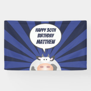 Banderoles Cute Kawaii Drôle Cartoon Vache Joyeux 30e anniver