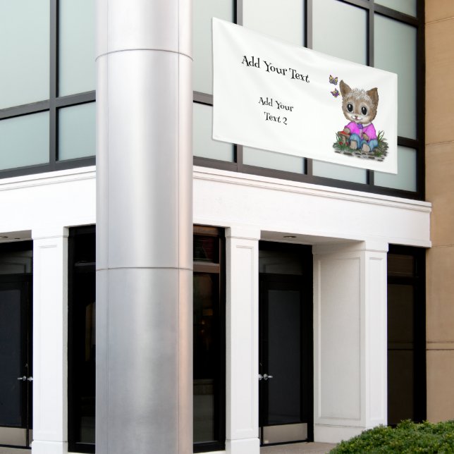 Banderoles Cute Kitty Chat et Papillon (Bâtiment extérieur)