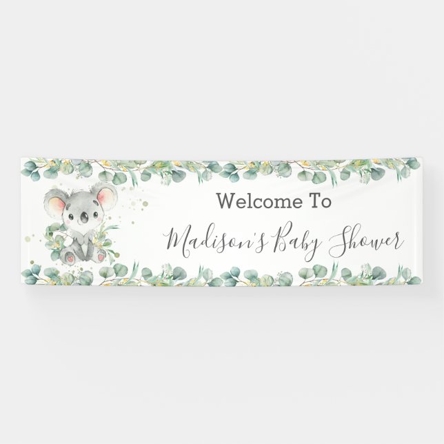 Banderoles Cute Koala Eucalyptus Verdure Bienvenue Ba (Horizontal)