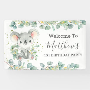 Banderoles Cute Koala Eucalyptus Verdure Bienvenue en toile d