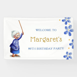 Banderoles Cute Lady Floral 80e anniversaire