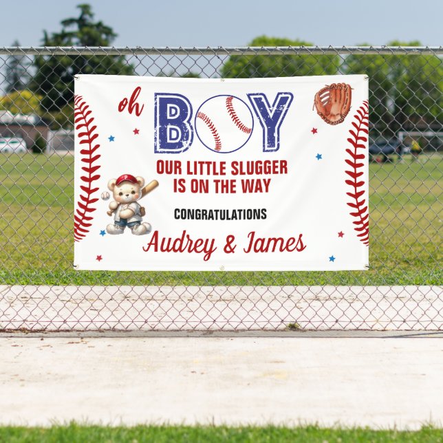 Banderoles Cute Little Slugger Boy Fête de Naissance Baseball (Insitu)