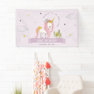 Banderoles Cute Magique Unicorn Lilac Purple Anniversaire de