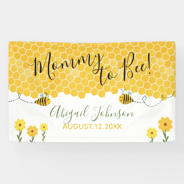 Banderoles Cute maman to Bee Baby shower Aquarelle Honeypeb (Horizontal)